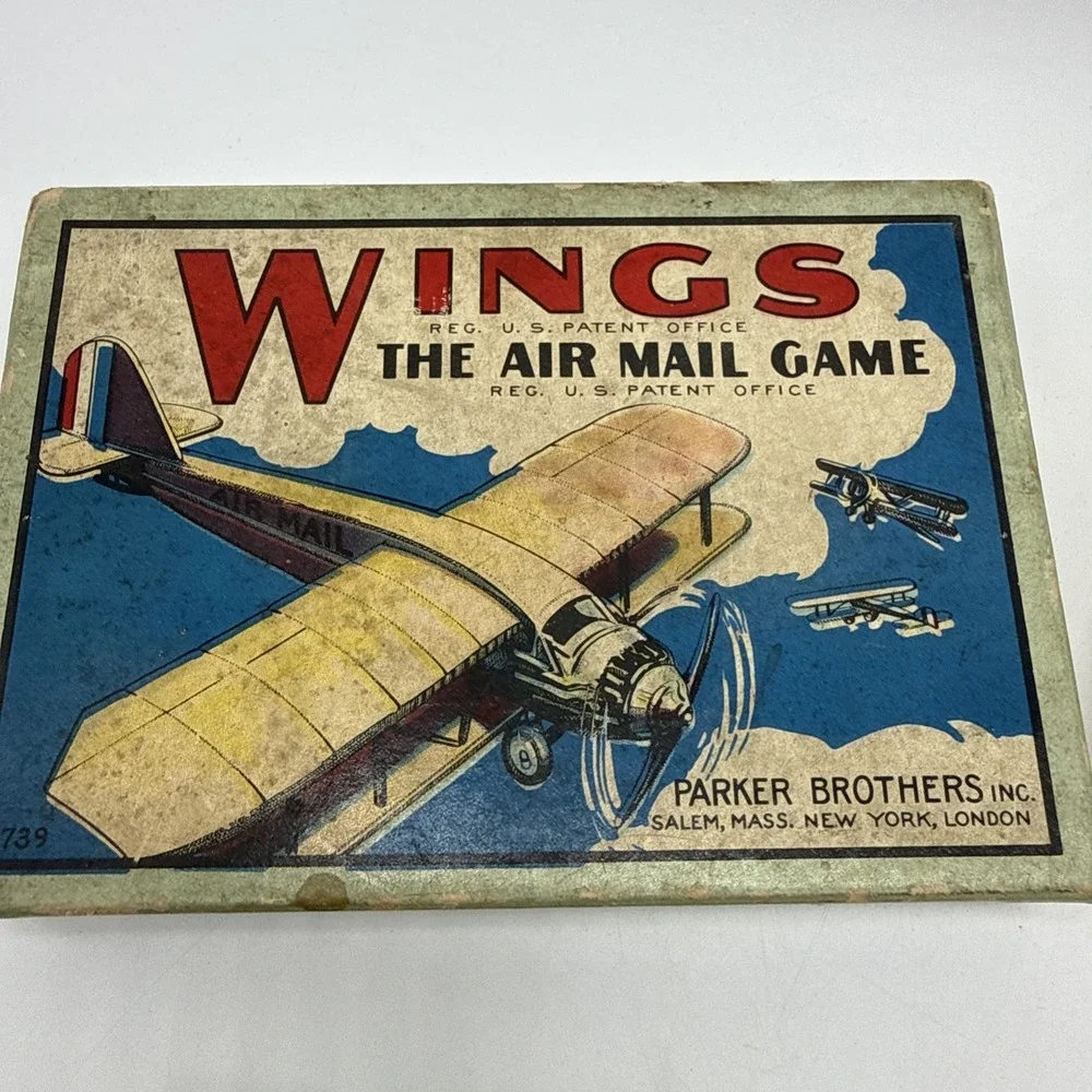 1928 WINGS The Air Mail Game Parker Bros‎ Card Game Salem Mass Airplane